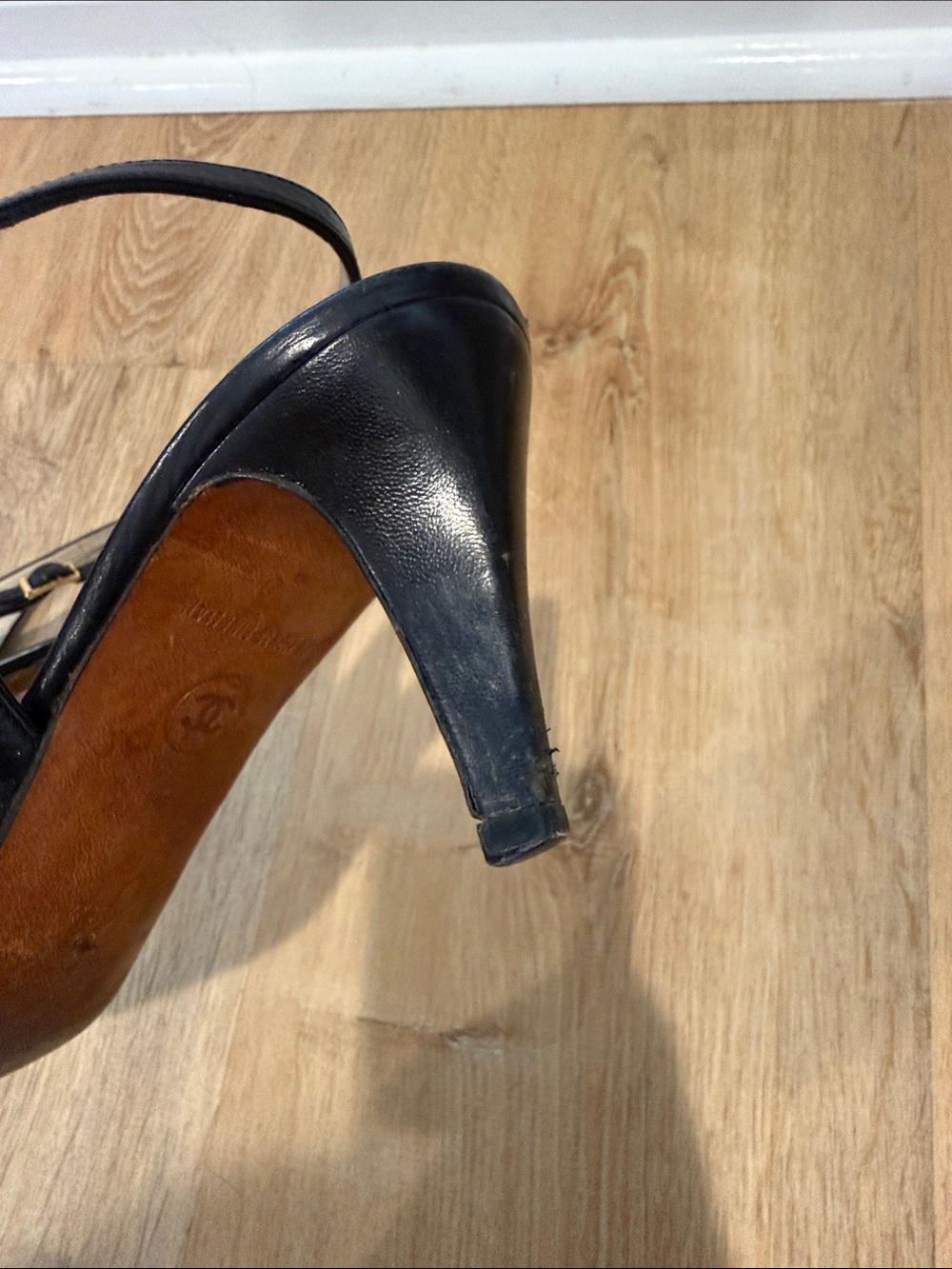 CHANEL Black Leather and Fabric Slingback Pumps - Picture 14 of 15
